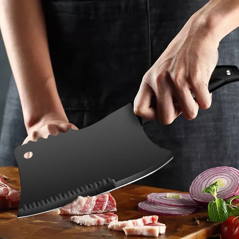 HULIANFU Stainless Steel Butcher Knife Bone Chopping Knife Meat Vegetables Slicing Cleaver High Hardness Kitchen Chef Cutter Tools - Deanwangkt