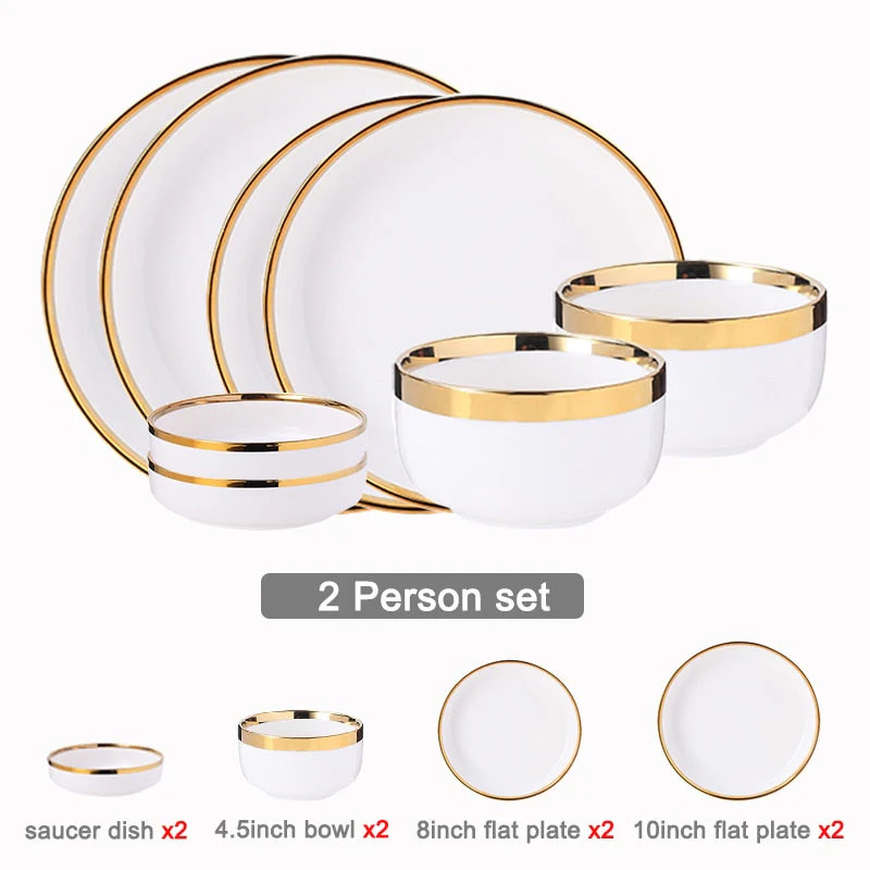 HULIANFU White Porcelain Plates for Food Dinner Set Dishes Salad Soup Bowl Ceramic Plates and Bowls Set Tableware Set Service for 4/6/8 - Deanwangkt