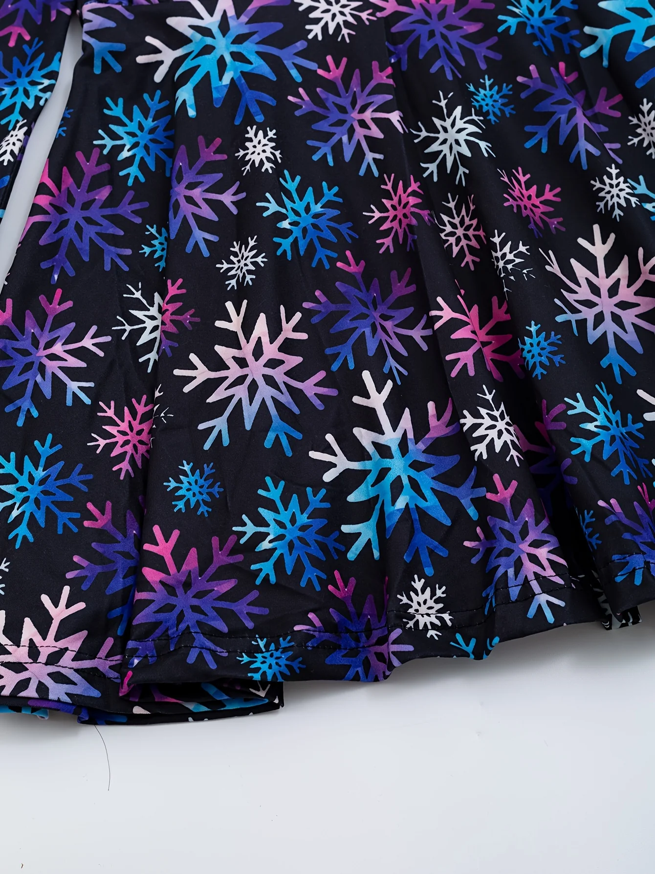 Colorful Snowflake Graphic Long Sleeve Dress Girls Casual Dresses Kids Gift Halloween Christmas - Deanwangkt