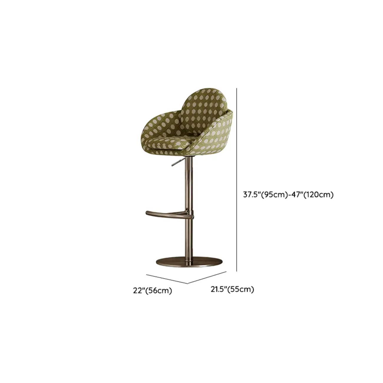 Modern Swivel Fabric Upholstered Bar Stools Stainless Steel