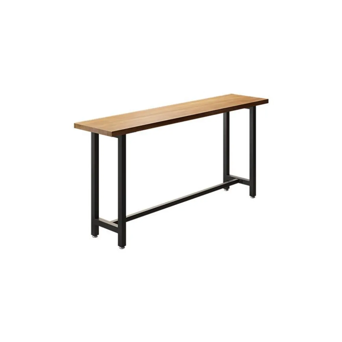 Natural Finish Rectangular Wood Metal Long Trestle Bar Table