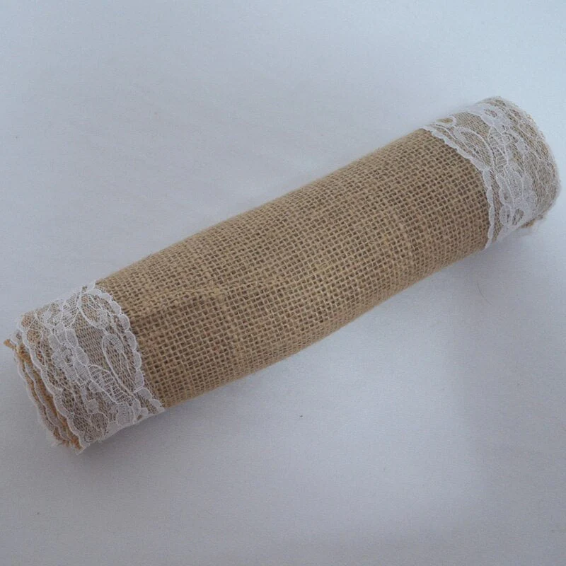 HULIANFU Jute Lace Burlap Table Runner Vintage Hessian Rustic Country Wedding Party Decor Christmas Dining Room Resturant Table Runners - Deanwangkt