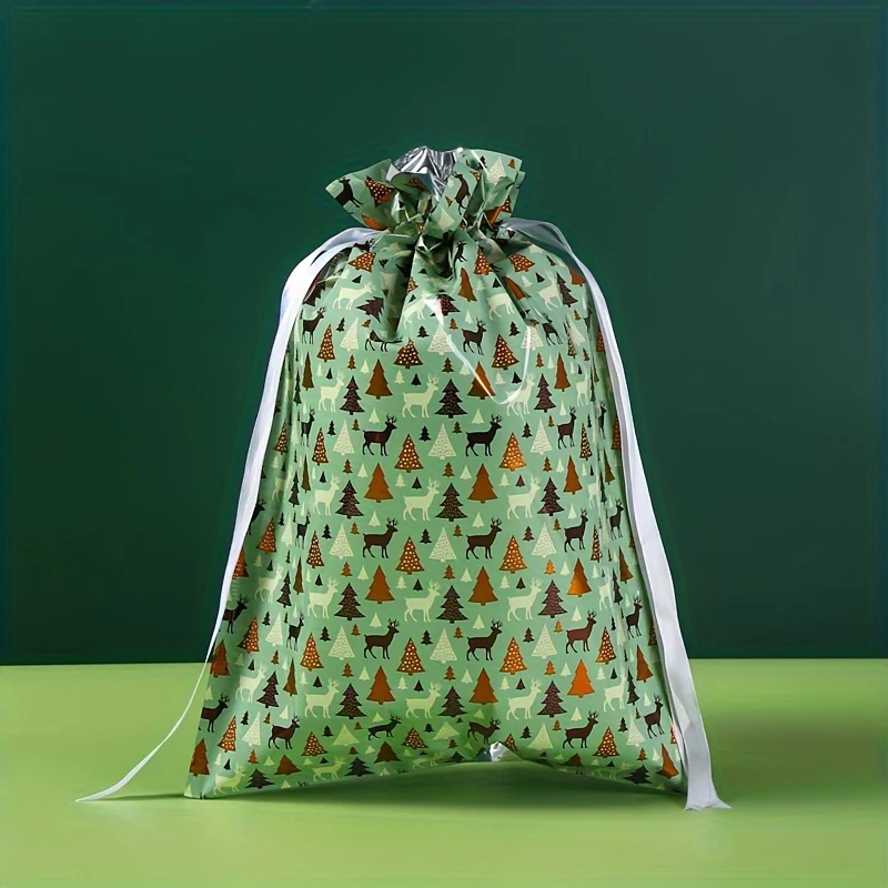 15pcs Christmas Gift Bag Set - Festive & Reusable, Assorted Styles with Drawstring Closure for Holiday Presents - Deanwangkt
