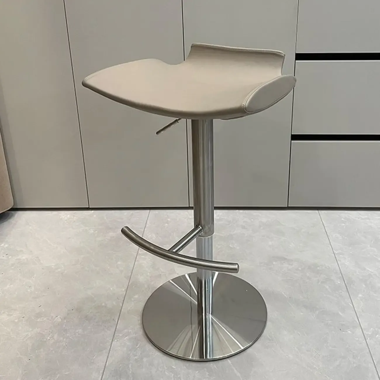 Modern Adjustable Faux Leather Swivel Bar Stools