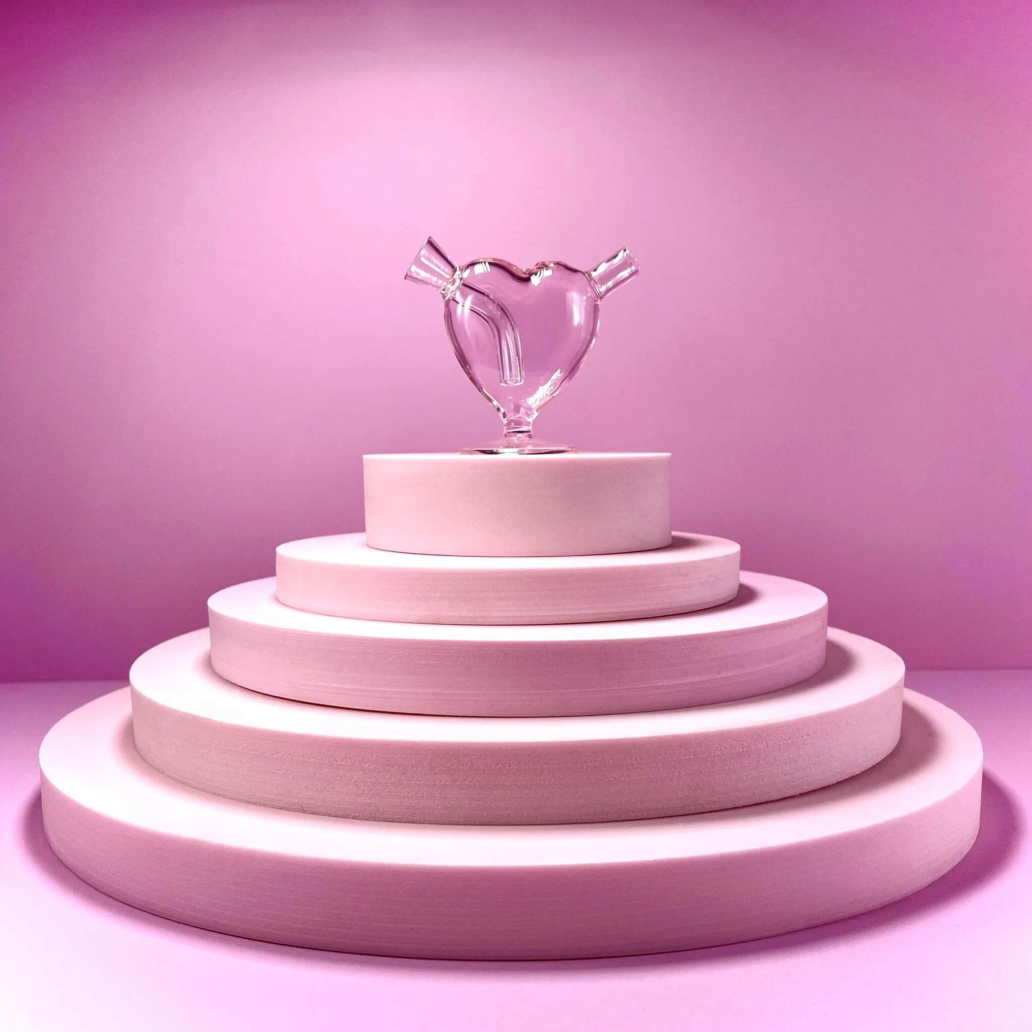 HULIANFU Pink Glass Smart MINI Bubblers Heart Cigarette Filter Tips Cigarette Water Pipe - Deanwangkt