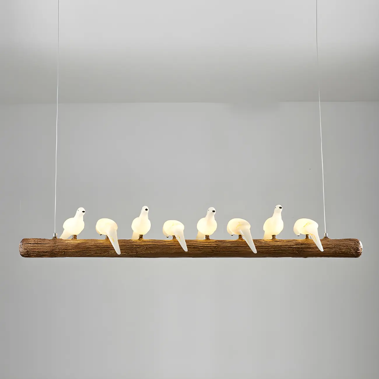 Rustic Wood LED Bird Island Chandelier