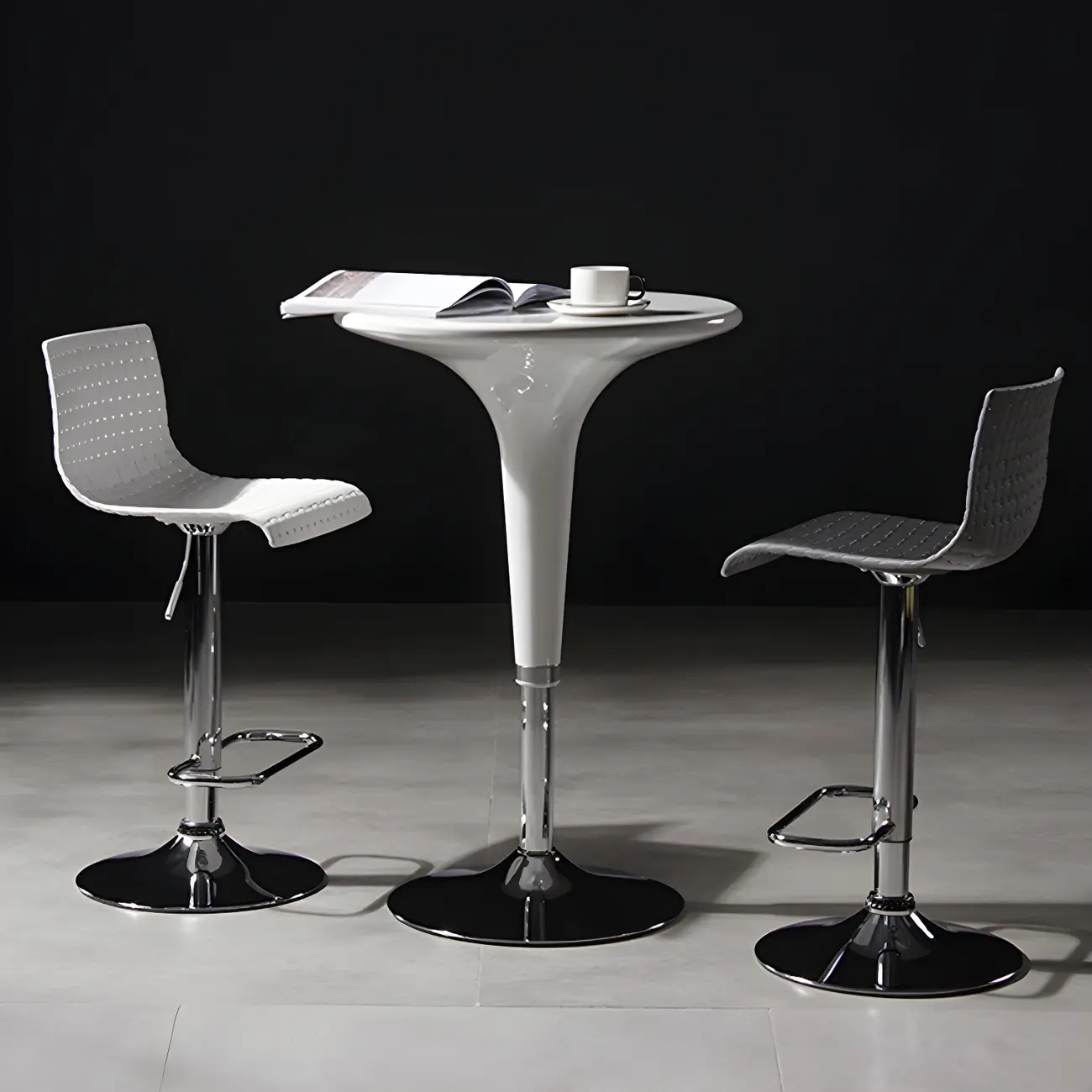 Modern Square Seat Plastic Rattan Adjustable Swivel Bar Stools