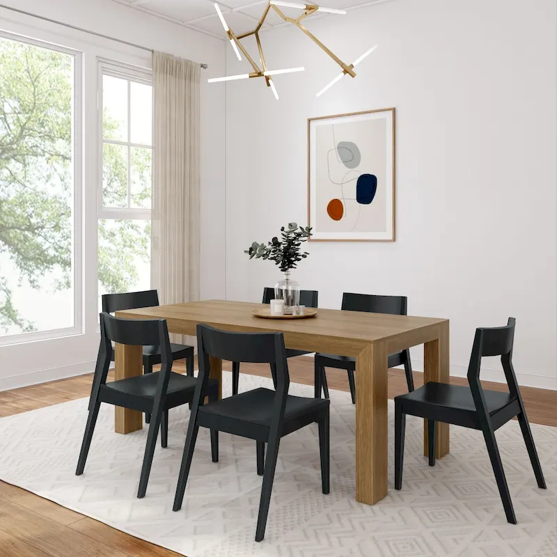 Plank and Beam 72   Modern Solid Wood Table and Chairs Dining Set