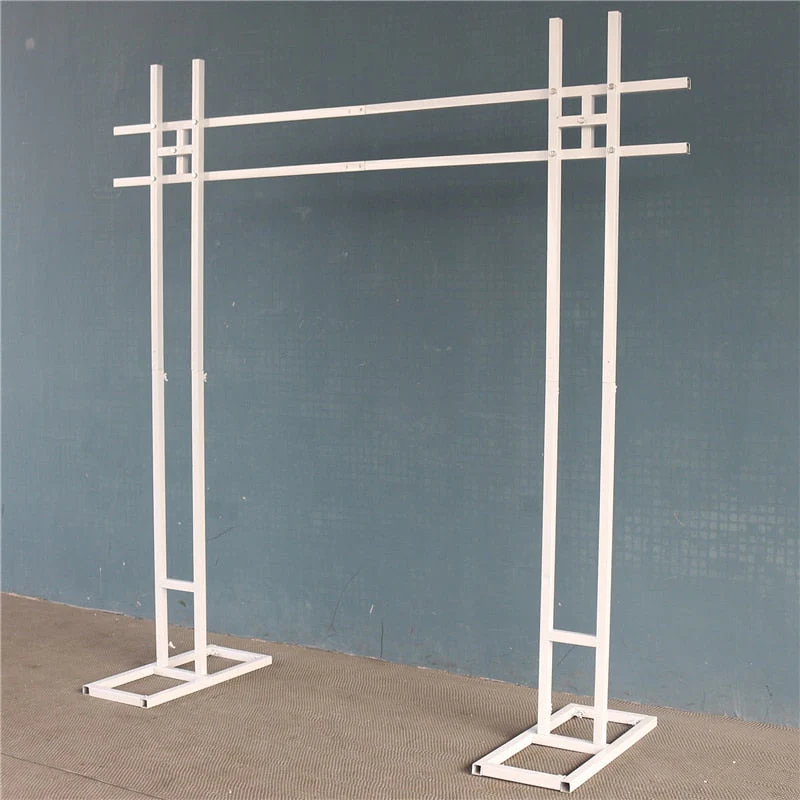 HULIANFU Wedding arch Wrought Iron Wedding Props Double Pole Square Arch Flower Stand Outdoor Square Frame Shelf Party Backdrop Decor - Deanwangkt