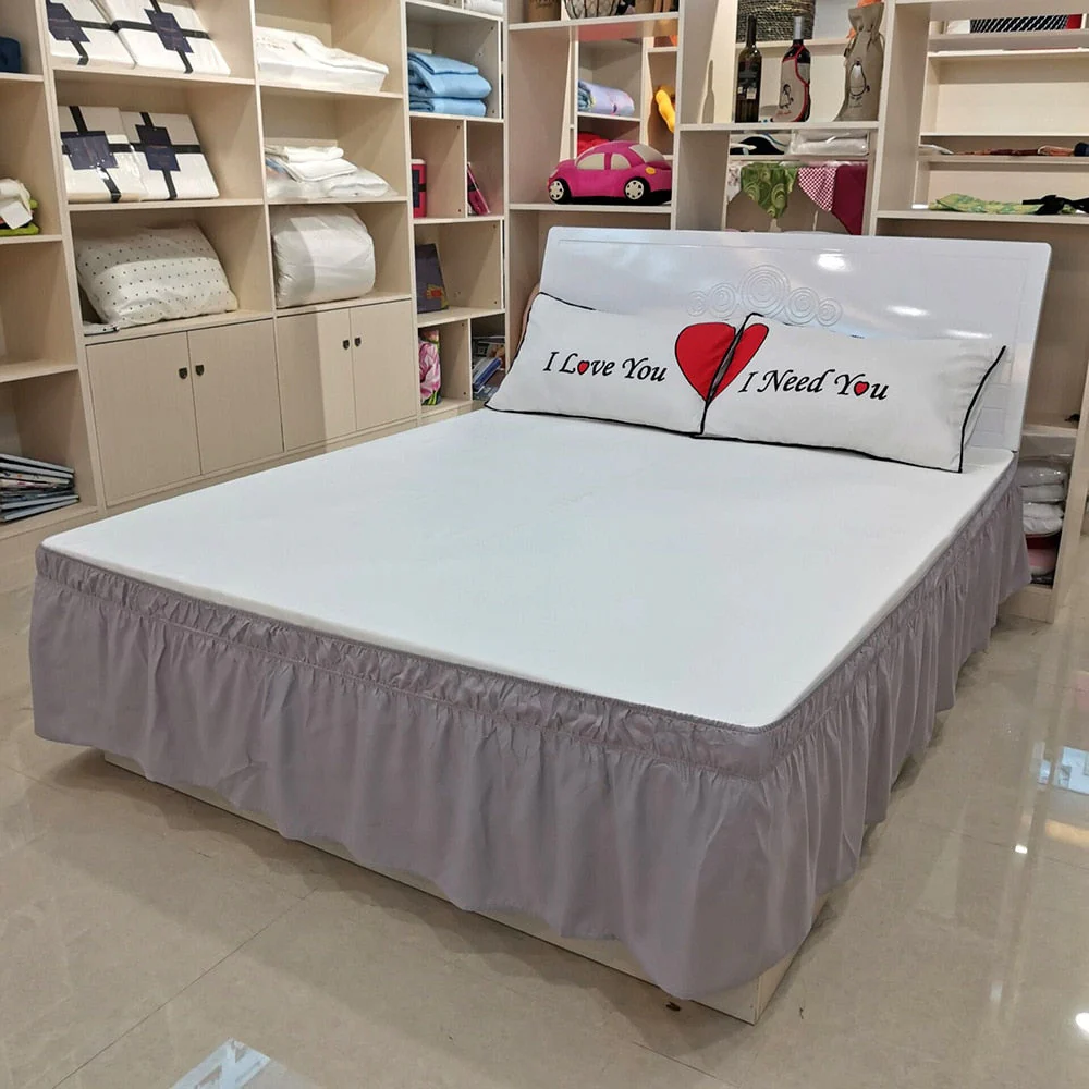 HULIANFU Pleated Bed Skirt Single and Double Dustproof  Cover Surrounding ding Plain Elastic Band  Apron - Deanwangkt