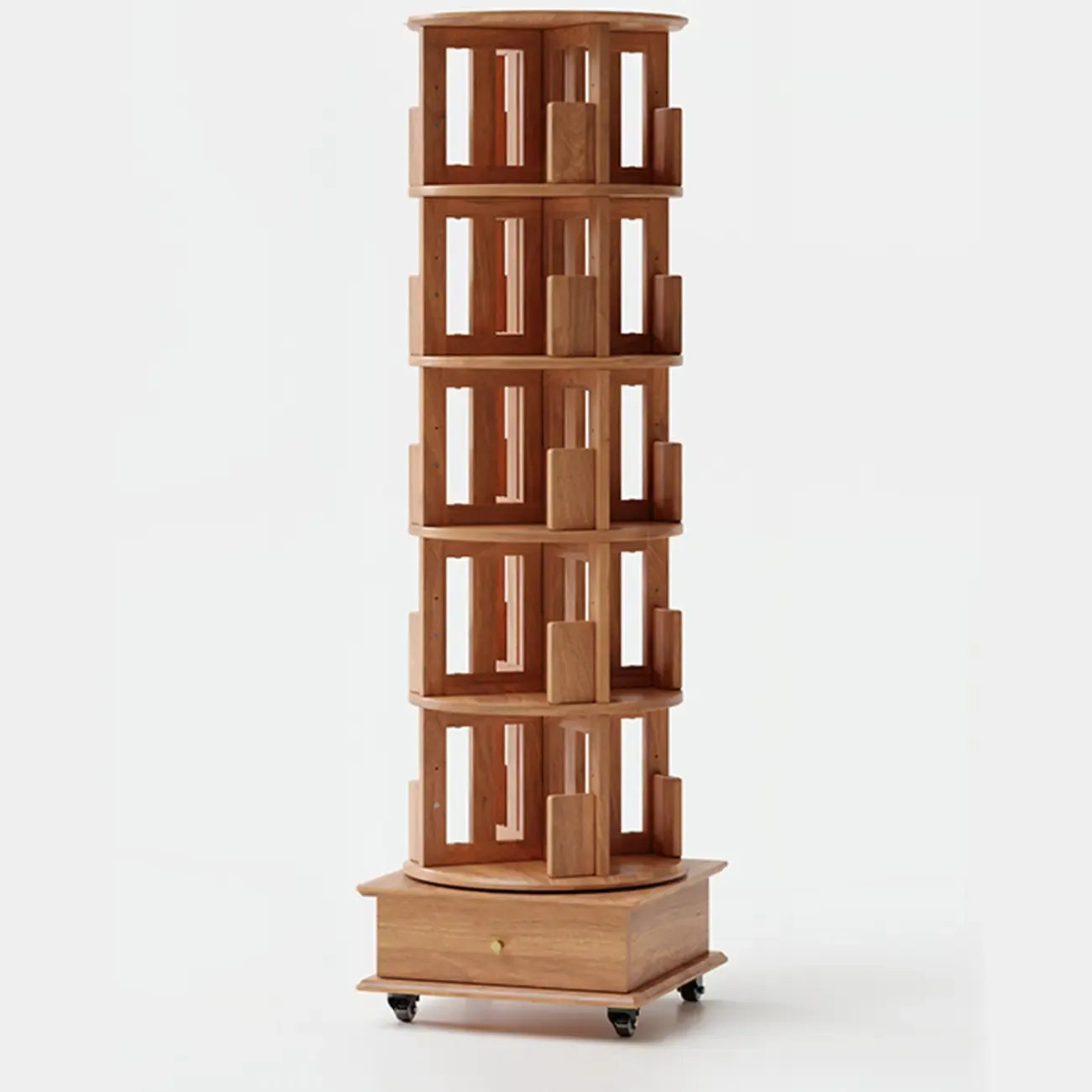 Wooden Vertical Narrow Rotating Bookcase