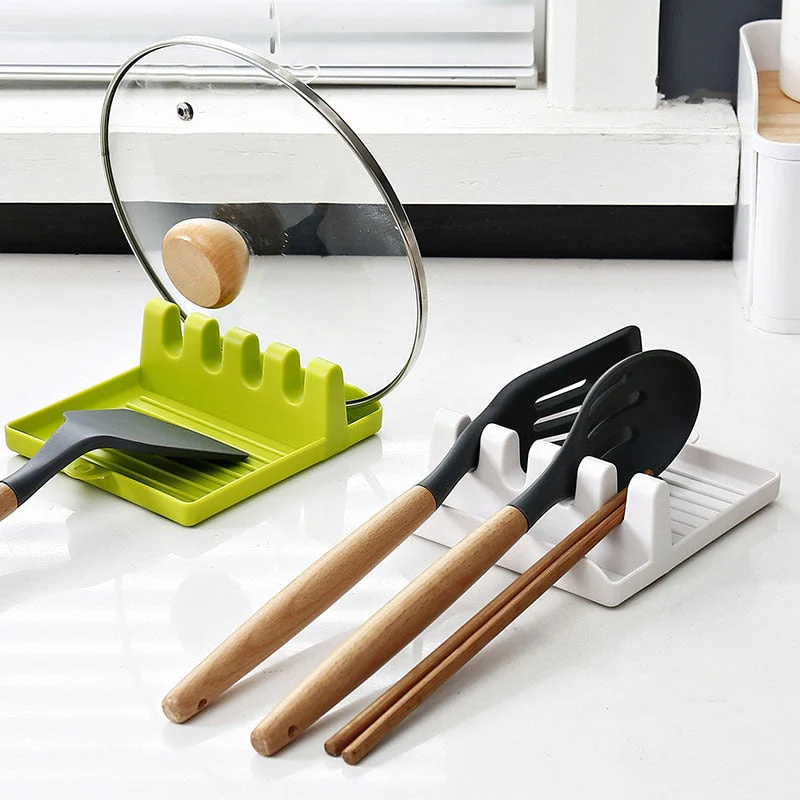 HULIANFU Kitchen Spoon Holders Fork Spatula Rack Shelf Organizer Plastic Spoon Rest Chopsticks Holder Non-slip Spoons Pad Kitchen Utensil - Deanwangkt