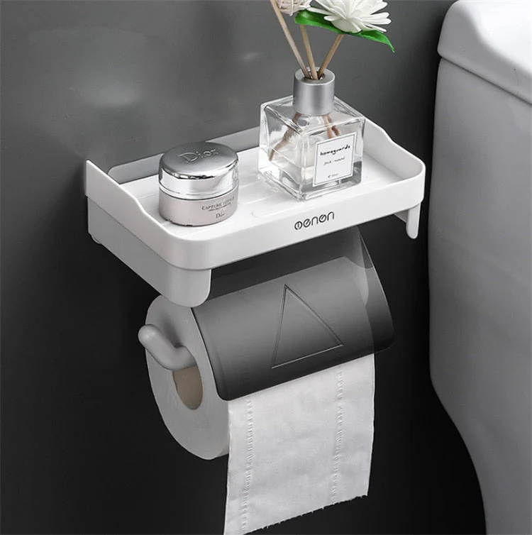 HULIANFU Wall Mount Roll Paper Storage Rack Multi-function Toilet Paper Holder Rack Bathroom Rack Shelves 3 Colors - Deanwangkt