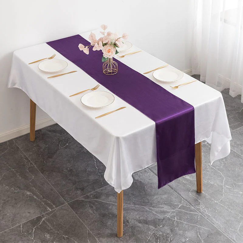 HULIANFU Table Runner Satin Shiny Colour Wedding Decoration Hotel Birthday Party Show Banquet Table Runner - Deanwangkt