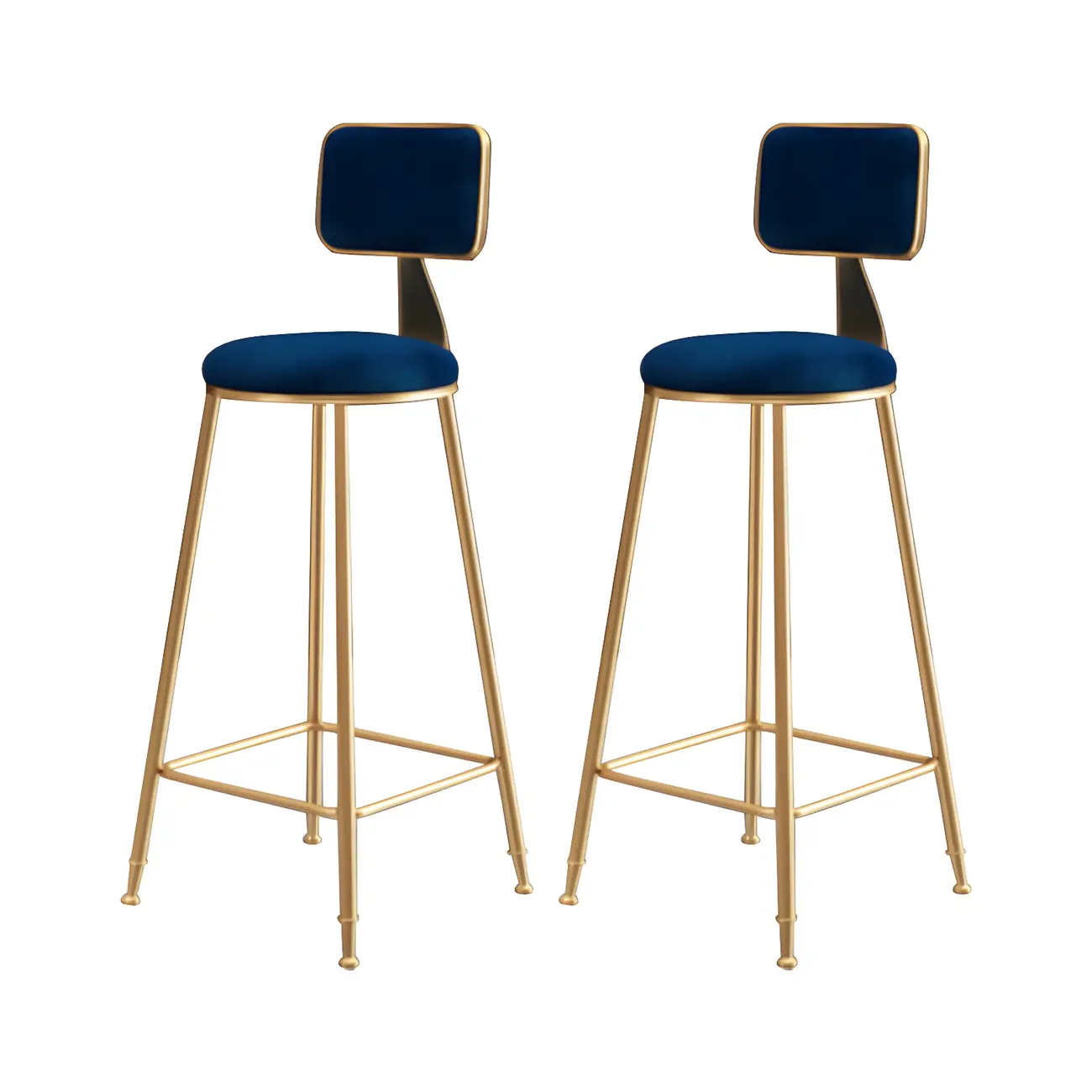 Round Velvet Upholstered Counter Bar Stools