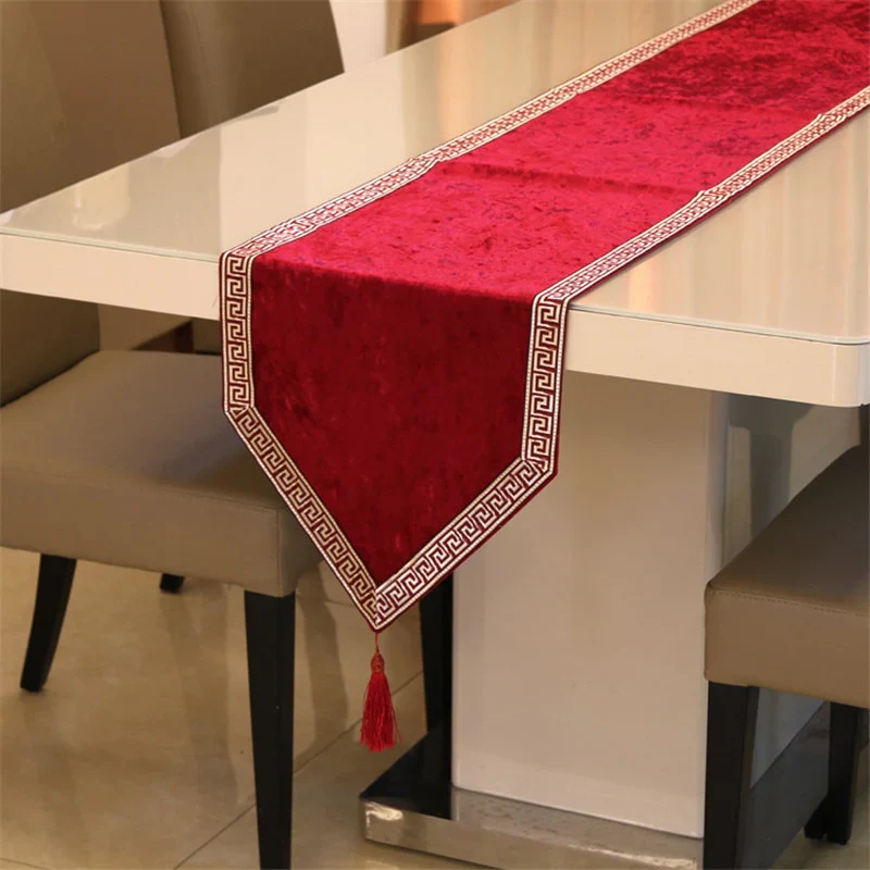 HULIANFU New Chinese high-end tablecloth flag shoes cabinet cover cloth European velvet bed runner simple color table cloth - Deanwangkt