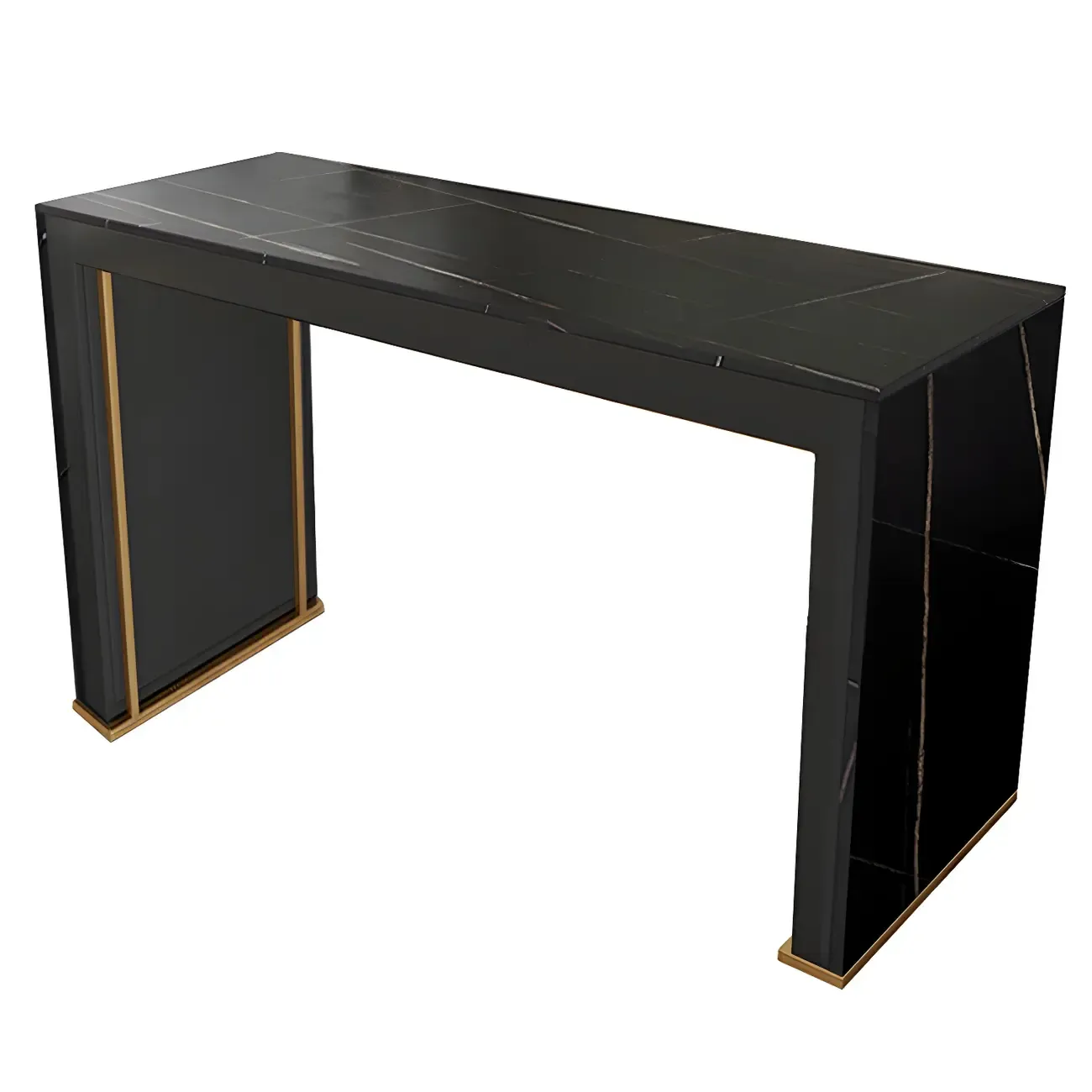 Modern White Stone Top Wood Dual-Pedestal Bar Tables