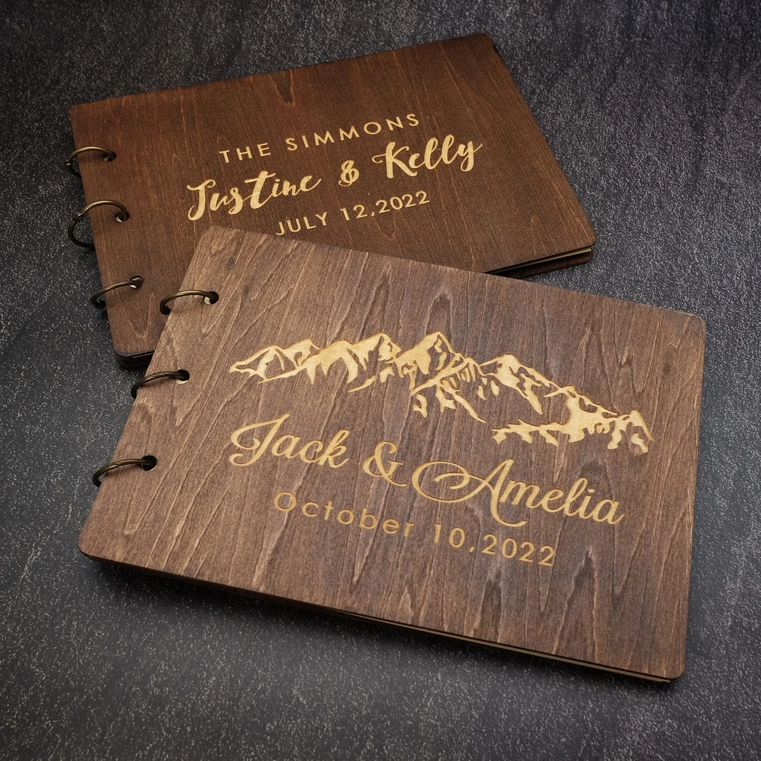 HULIANFU Personalized Guest Book A4/A5 Wedding Guest Book Wedding Guestboook Wishes Book Wooden Wedding Album Baptism Mariage Decoration - Deanwangkt