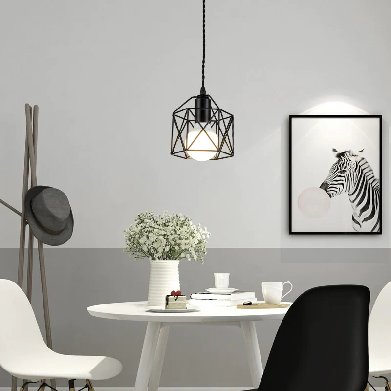 HULIANFU Modern LED Pendant Light Iron Gold Black Minimalist  Metal Cage Pendant Lamp Living Room Restaurant Shop Bar Fixture Decoration - Deanwangkt