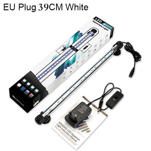HULIANFU Waterproof LED Aquarium Lights Fish Tank Light Bar Blue/White 19/29/39/49CM Submersible Underwater Clip Lamp Aquatic Decor EU - Deanwangkt