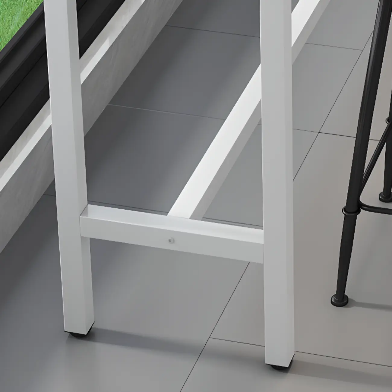 Modern Dove Grey Stone Top Steel Footrest Bar Tables