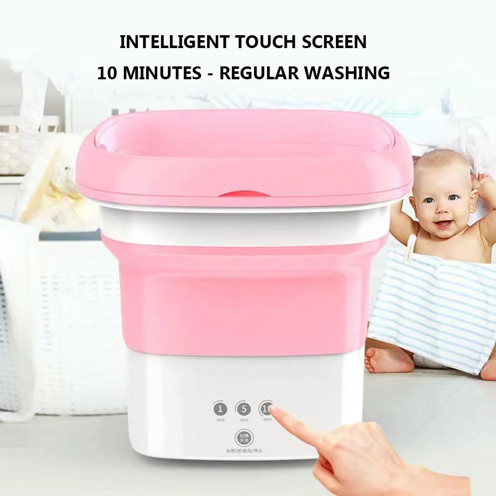 HULIANFU Portable Mini Folding Washing Machine for Socks Underwear Clothes Washer with Dryer Bucket Cleaning Washer Washing Machine - Deanwangkt