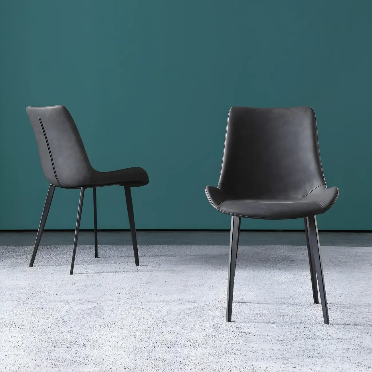 Industrial Modern Dining Chairs Set of 2 with Leather Upholstery