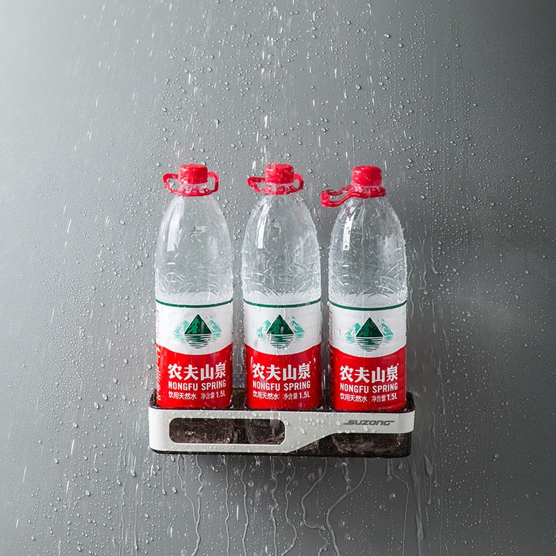 HULIANFU Wall Mounted Bathroom Shelf Shampoo Shower Organizer Punch-Free Bathroom Shelves Storage Rack Drainage Holder Household Items - Deanwangkt