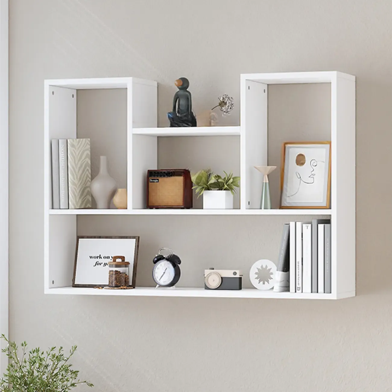 Modern Wooden 3-Tier Open Back Wall-Mounted Bookcase