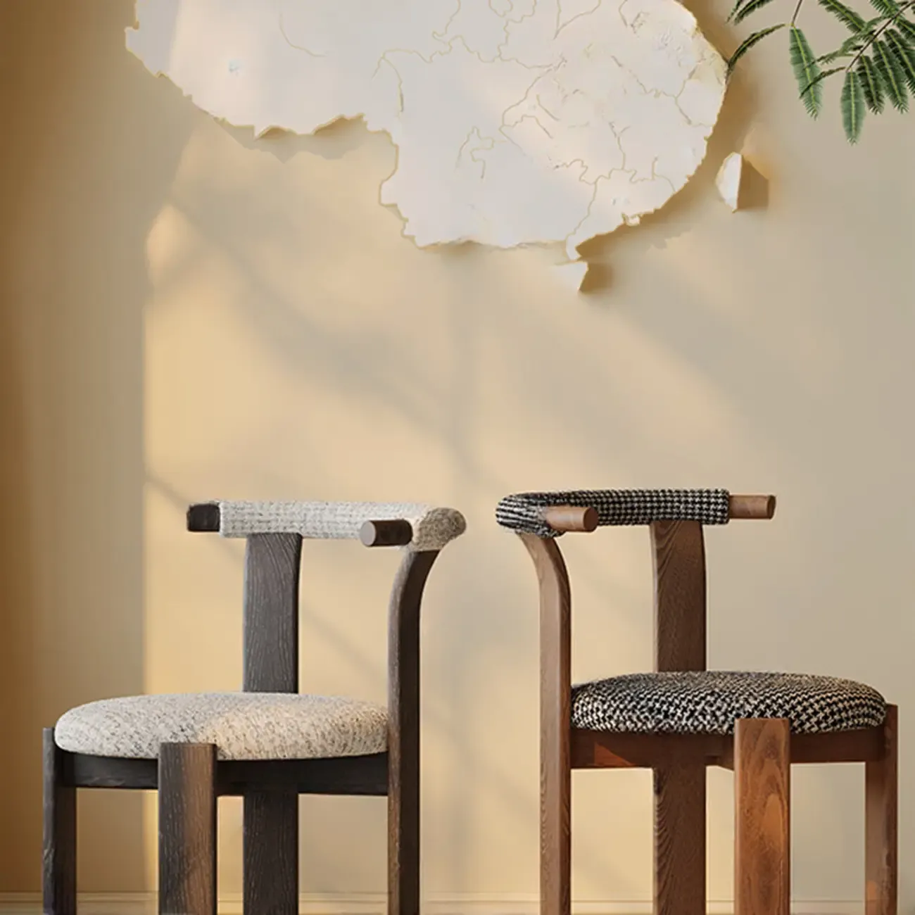 Elegant Open Back Upholstered Armless Wood Dining Chairs