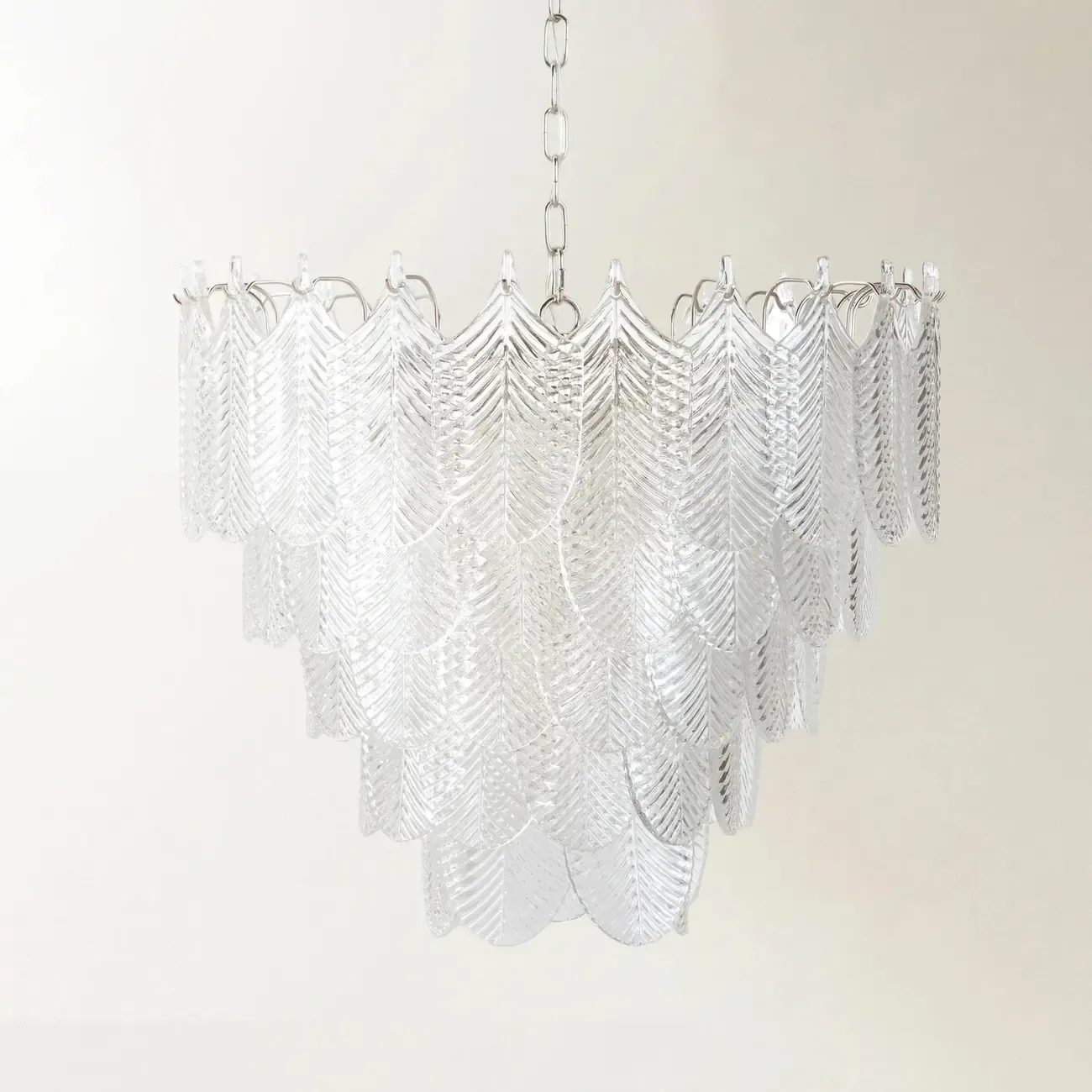 Elegant Leaf-Shaped Glass Crystal Chandelier