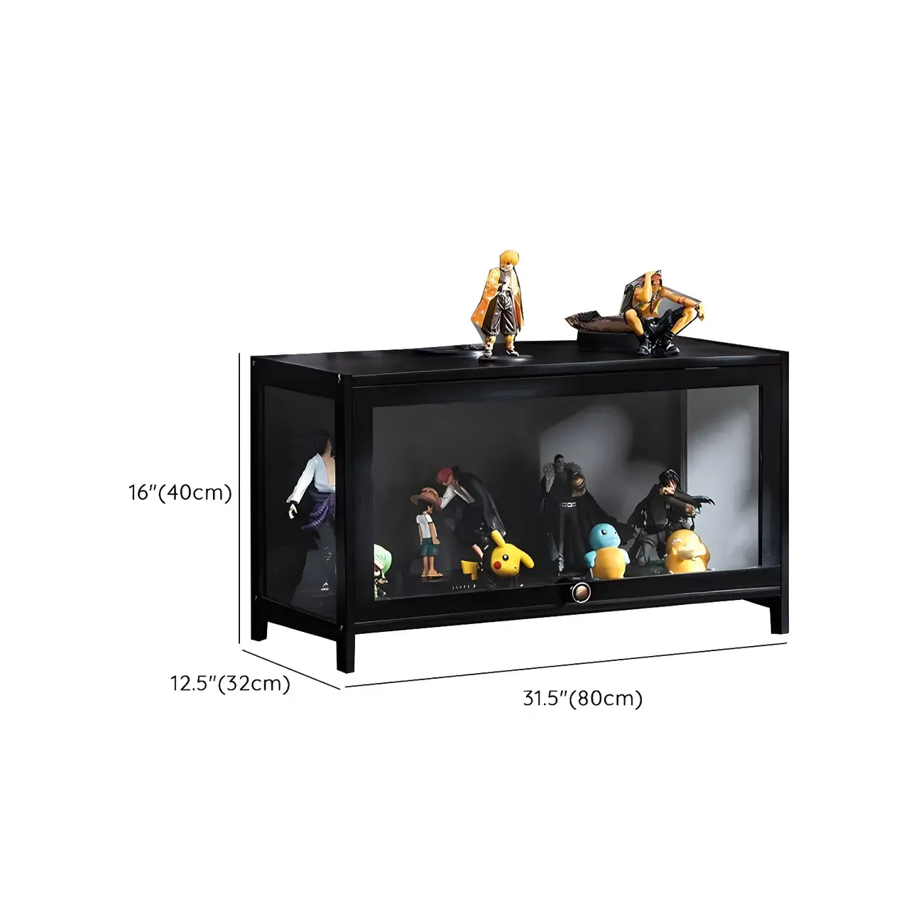Elegant Black Bamboo Clear Figure Display Cabinet