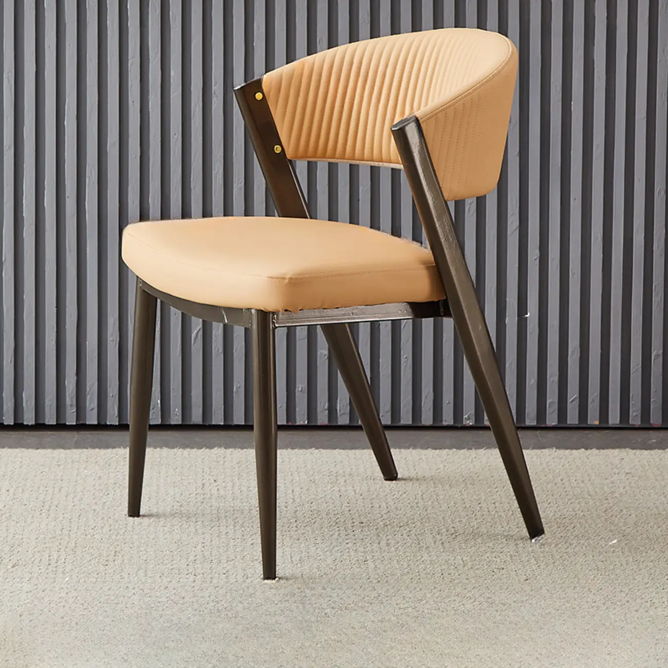 Glam Modern Low Back Faux Leather Dining Chair