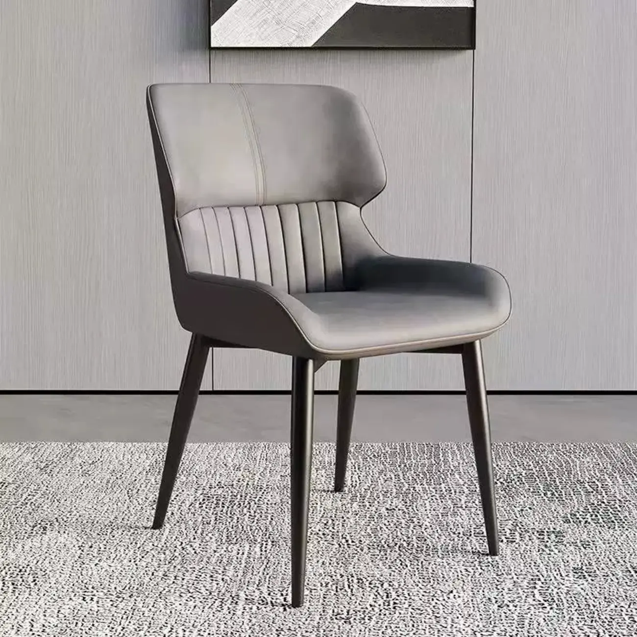 Leather Low Solid Back Armless Dining Side Chair