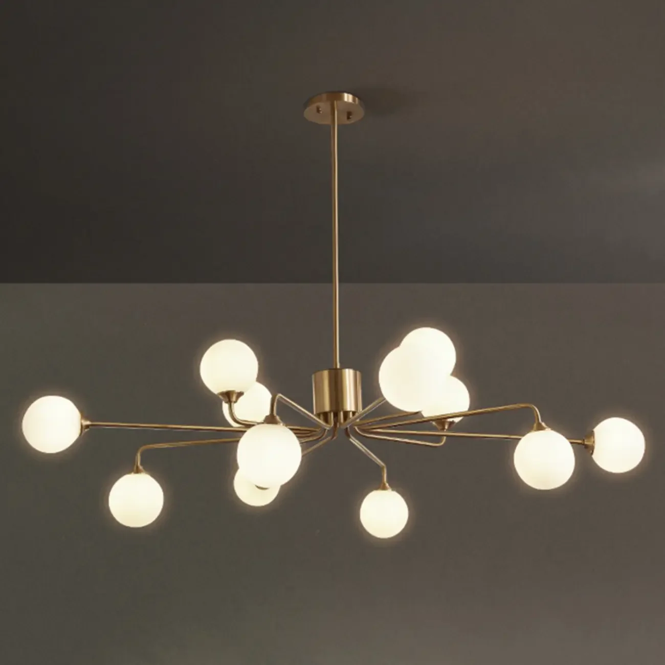 Adjustable Brass Modern Globe Glass Sputnik Chandelier