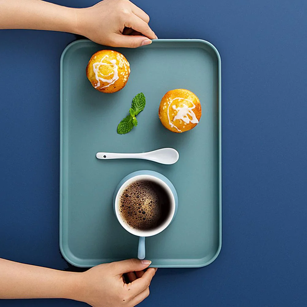HULIANFU Nordic Simple Rectangular Fruit Dessert Plastic Storage Tray Kitchen Supplies Fruit Plate Restaurant Hotel Bread Pans Tray - Deanwangkt