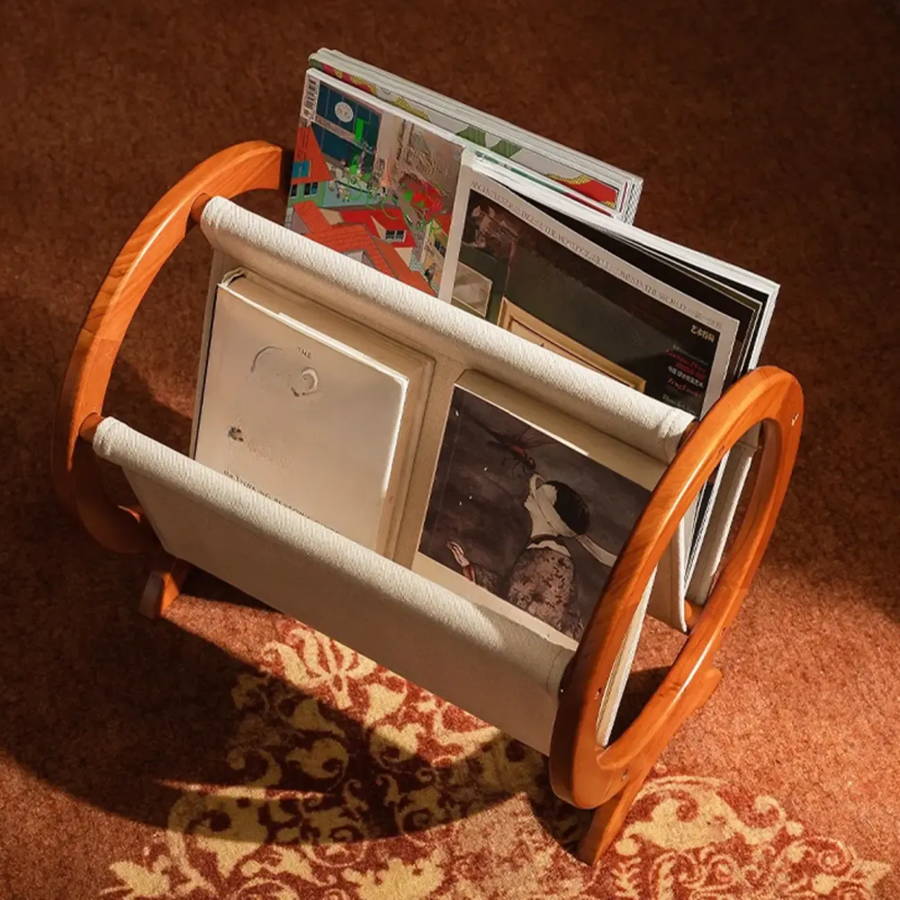 Traditional Narrow Traditional Circular Wooden Book Rack