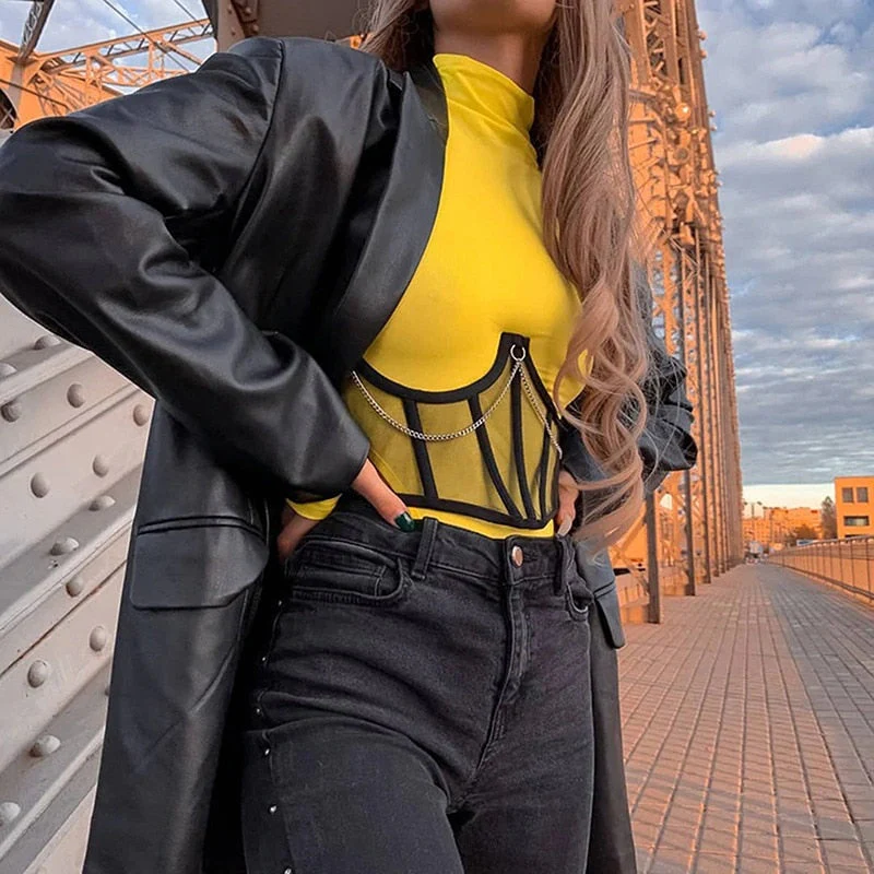 Hulianfu Sexy Corset Underbust Women Gothic Corset Top Curve Shaper Strap Slimming Waist Belt Chain Lace Corsets Bustiers Sexy Punk - Deanwangkt