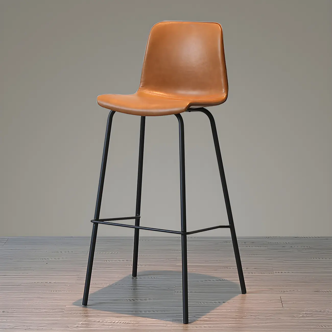 Brown Saddle Metal Frame Leather Counter Stools with Backs