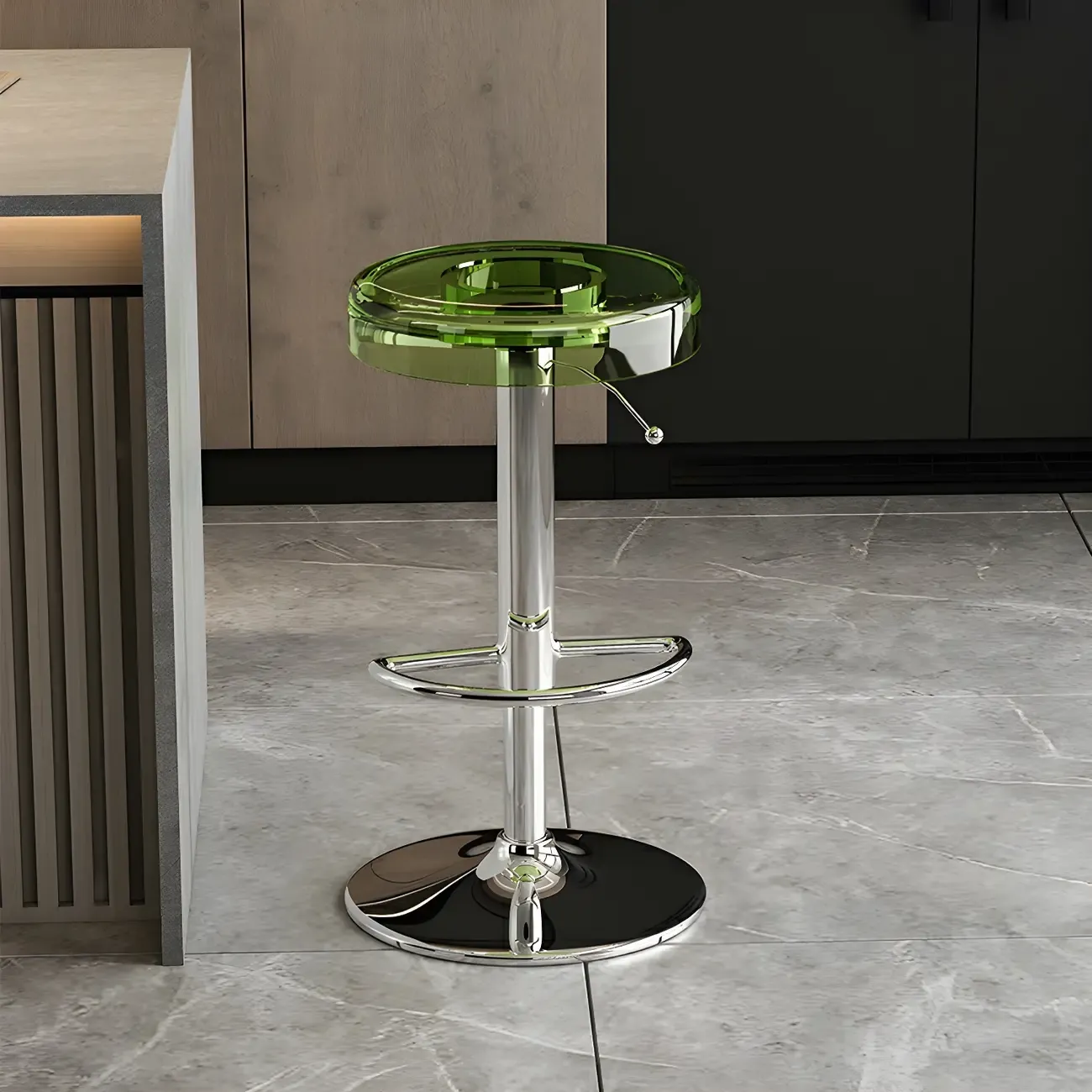 Sleek Metal Clear Acrylic Swivel Adjustable Bar Stool