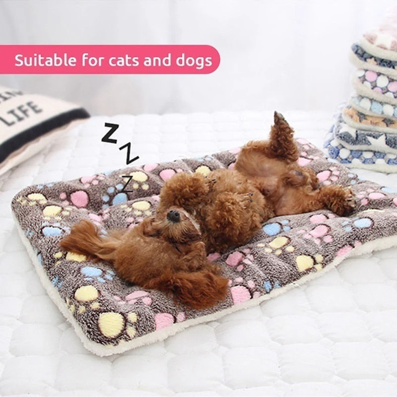 HULIANFU Pet Sleeping Mat Cat Bed Dog Bed Thickened Pet Soft Wool Mat Blanket Mmattress Household Portable Washable Warm Carpet - Deanwangkt