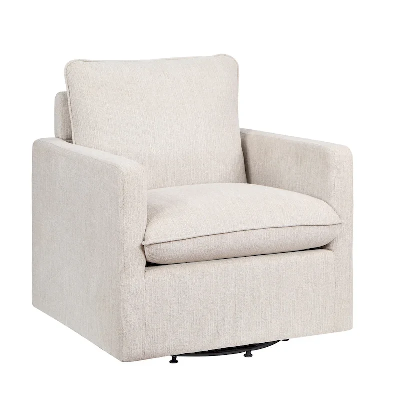 Kamile Transitional Linen Cushion Back Swivel Armchair by Furniture of America
