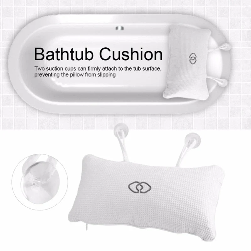 HULIANFU SPA Non-Slip Bath Pillow with Suction Cups Bath Tub Neck Back Support Headrest Pillows Thickened Home Cushion Accersory - Deanwangkt