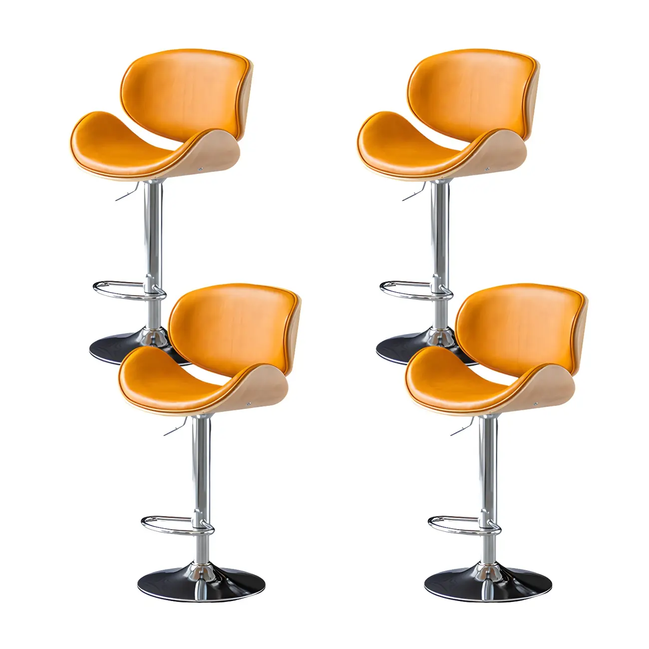 Arched Blackish Green Leather Swivel Adjustable Bar Stool