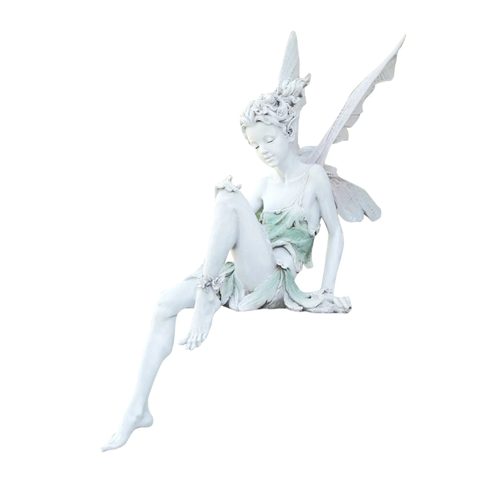 HULIANFU Tudor And Turek Resin Sitting Fairy Statue Garden Ornament Porch Sculpture Yard Craft Landscaping for Home Garden Decoration - Deanwangkt