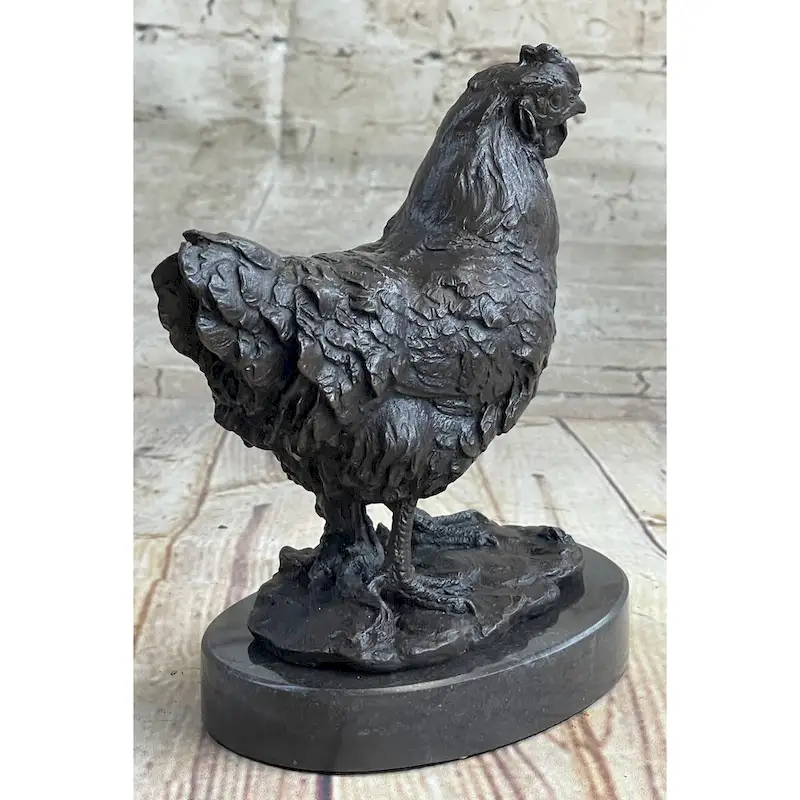 Lucky Chicken Rooster Chanticleer Bronze Statue Sculpture Statue Art 7 Inches X 5 Inches