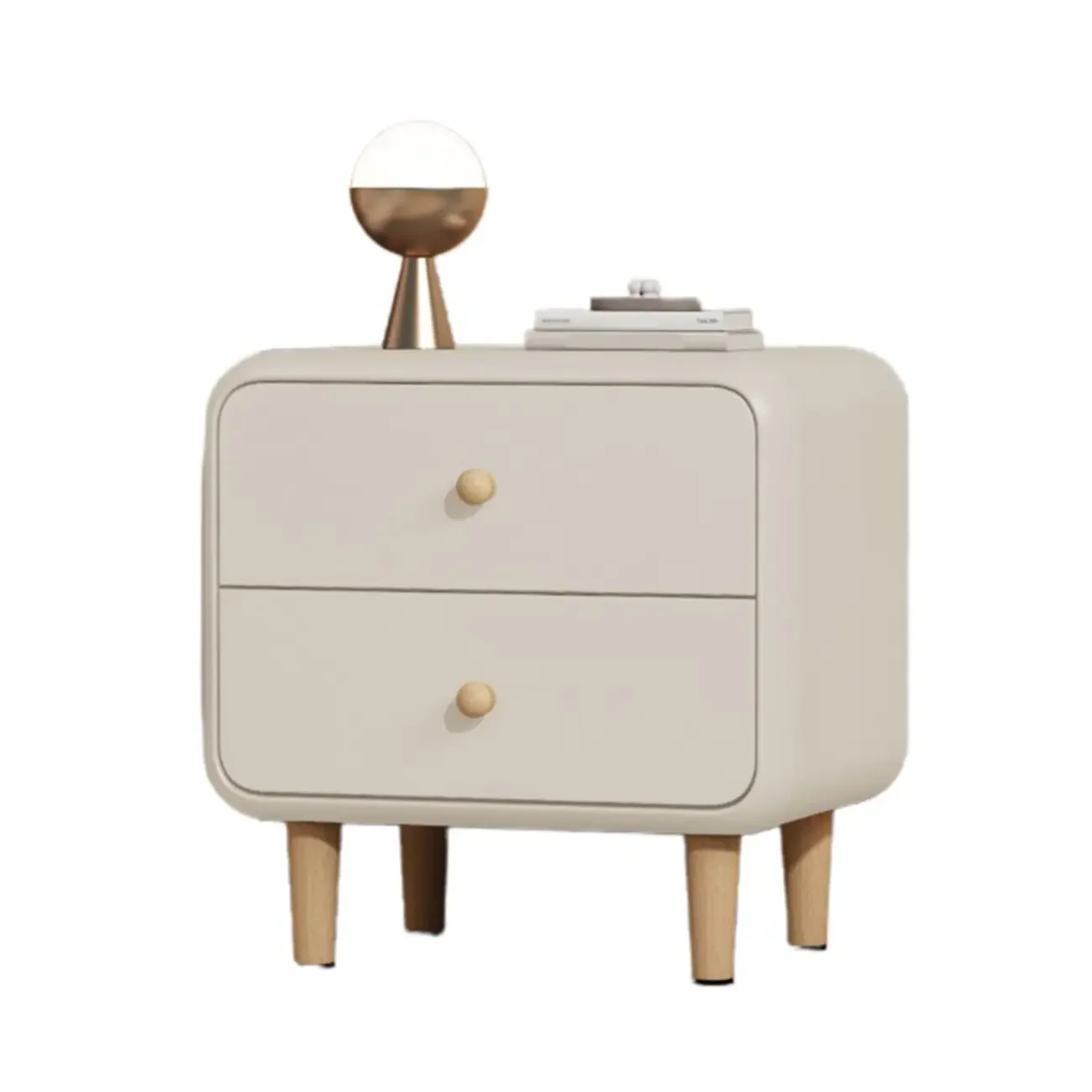 Modern Small Wood 2 Drawer Nightstand with Legs
