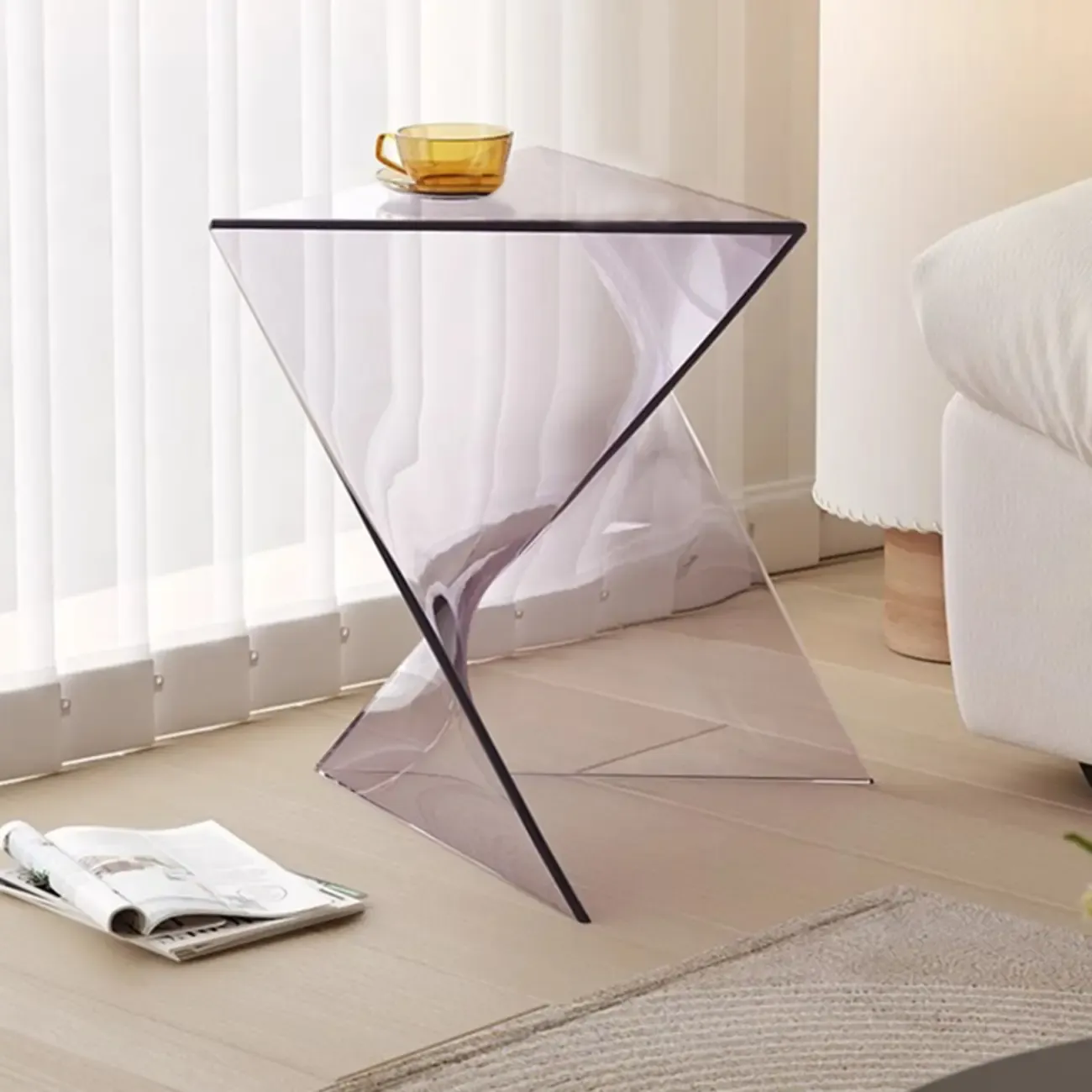 Unique Modern Clear Acrylic End Table for Living Room