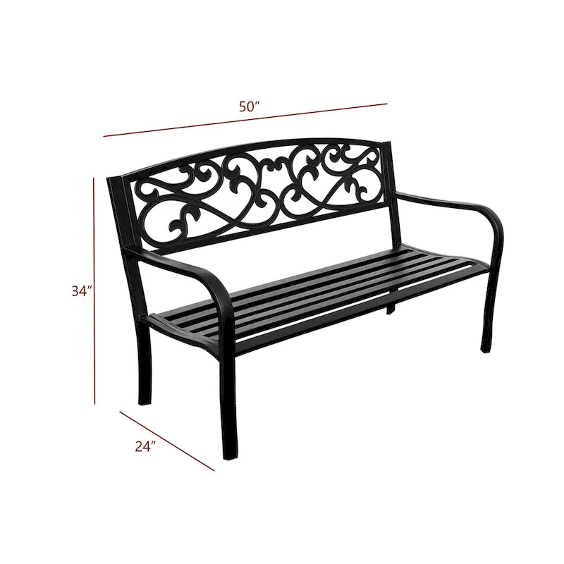 Lotus Home Metal Garden Bench - 34  H x 50  W x 24  D