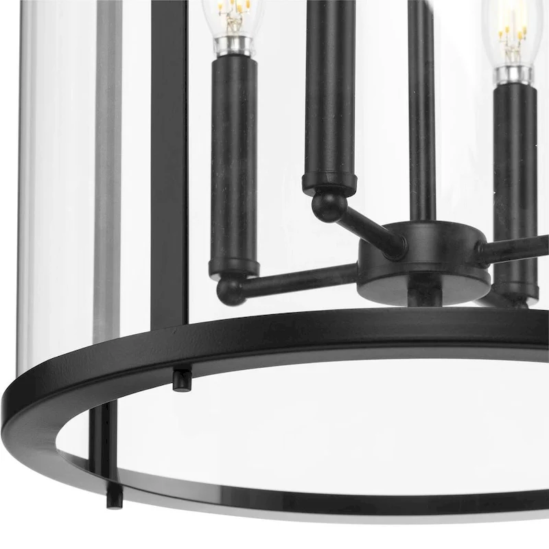 Gilliam Collection Four-Light Matte Black New Traditional Hall & Foyer - 15 in x 15 in x 30.62 in